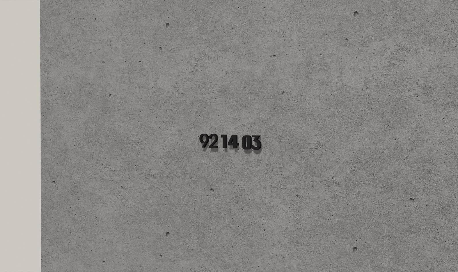 Visualization of the door number set on a concrete surface